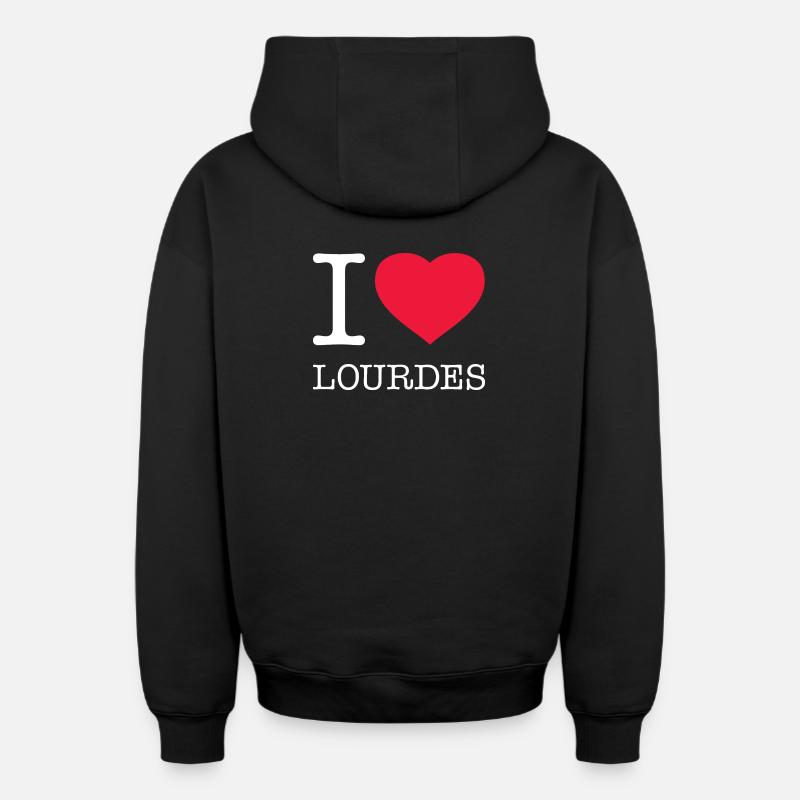 J’AIME LOURDES - Sweat à capuche unisexe zippé oversize épais SPREAD - noir