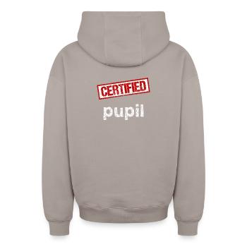 Schüler - Oversized Heavyweight Unisex Zip Hoodie - Taupe - Hinten - AI Model Male 178 light (178cm)