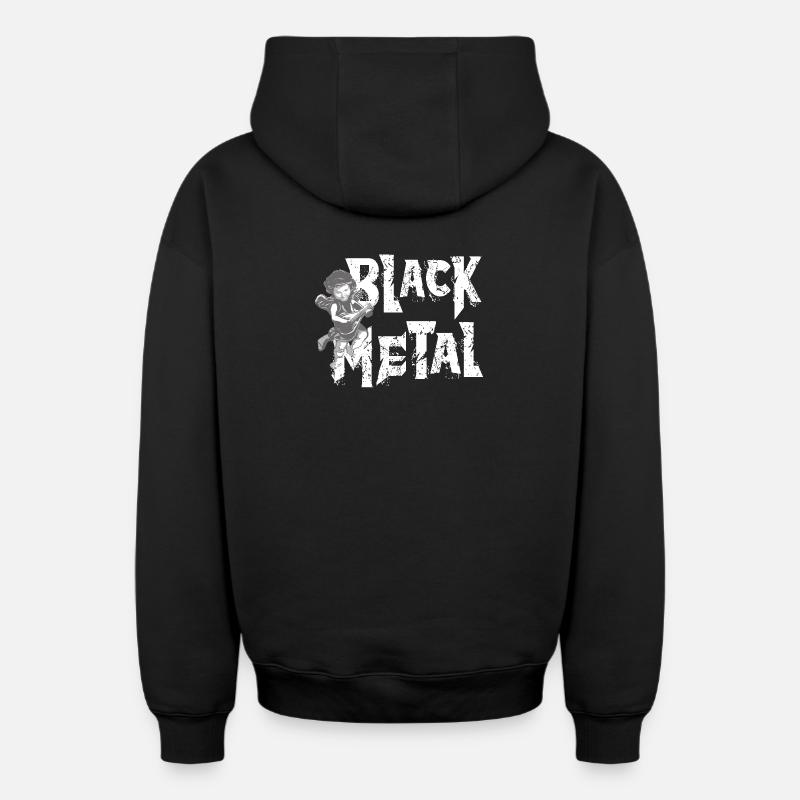 MÉTAL NOIR - Sweat à capuche unisexe zippé oversize épais SPREAD - noir