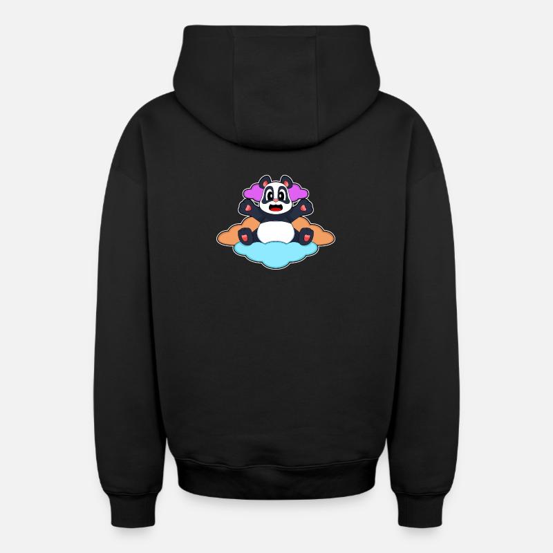 Nuages Panda - Sweat à capuche unisexe zippé oversize épais SPREAD - noir