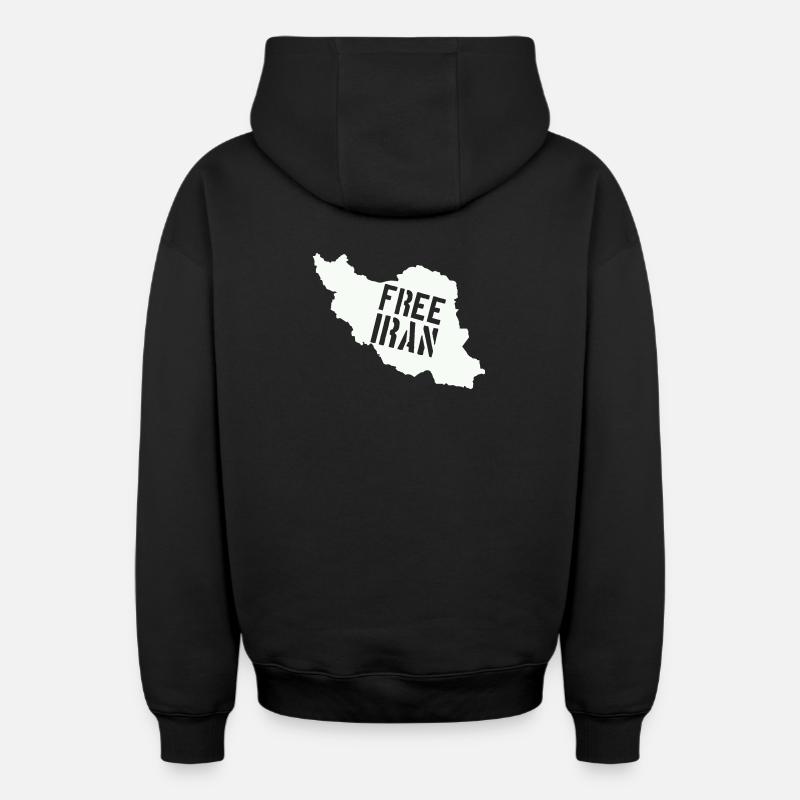 Iran Liberté Iran Libérer l’Iran - Sweat à capuche unisexe zippé oversize épais SPREAD - noir