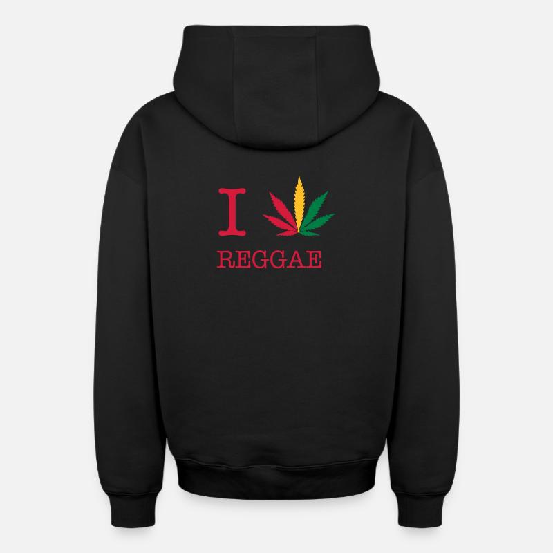 reggae - Sweat à capuche unisexe zippé oversize épais SPREAD - noir