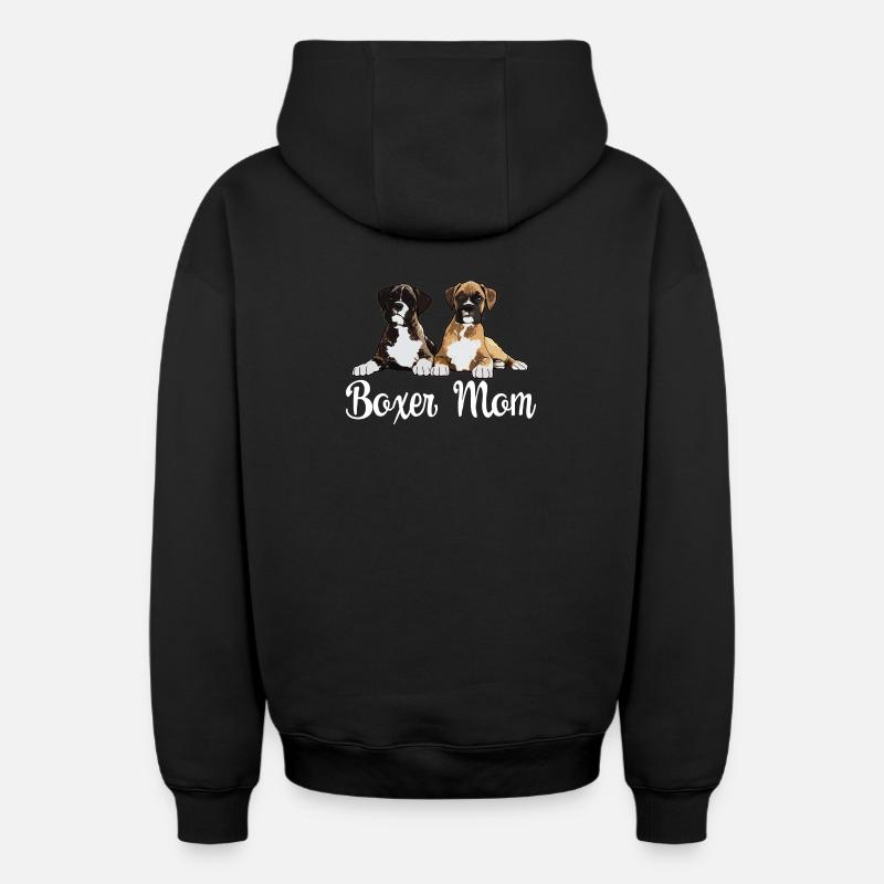 Boxer Chien Boxer Maman - Sweat à capuche unisexe zippé oversize épais SPREAD - noir