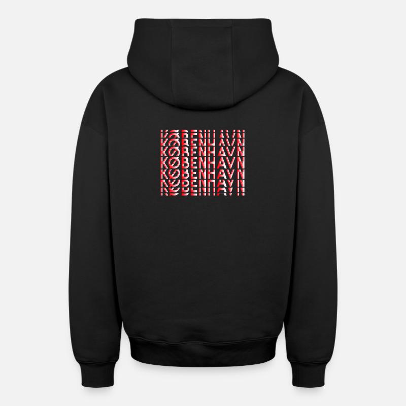 København Neon Grid - Sweat à capuche unisexe zippé oversize épais SPREAD - noir
