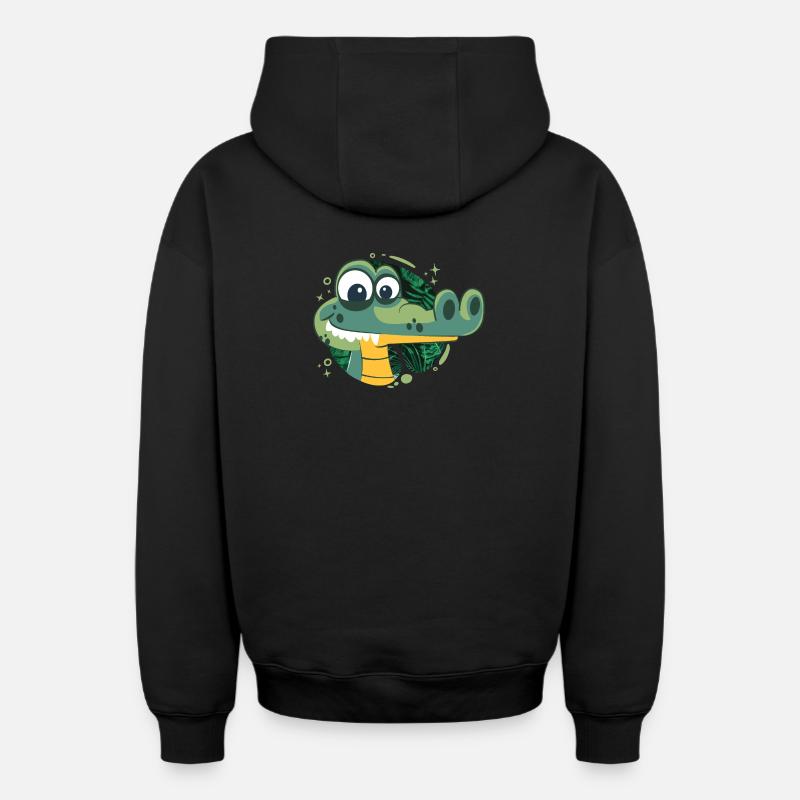 Alligator d’anniversaire vif! - Sweat à capuche unisexe zippé oversize épais SPREAD - noir