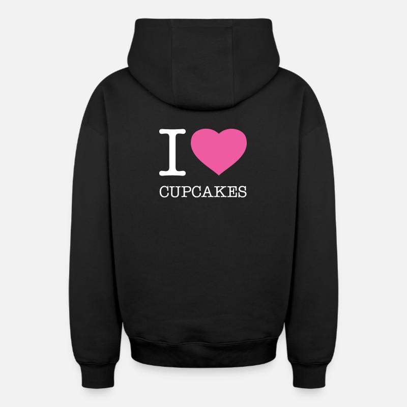 J’ADORE LES CUPCAKES - Sweat à capuche unisexe zippé oversize épais SPREAD - noir