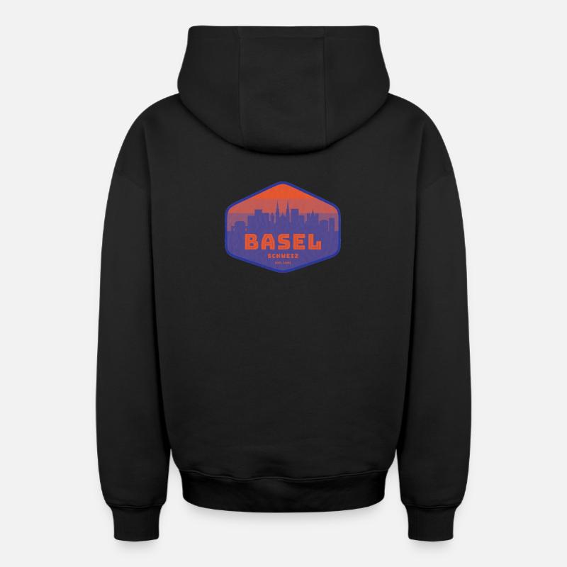 Bâle, Suisse - Sweat à capuche unisexe zippé oversize épais SPREAD - noir