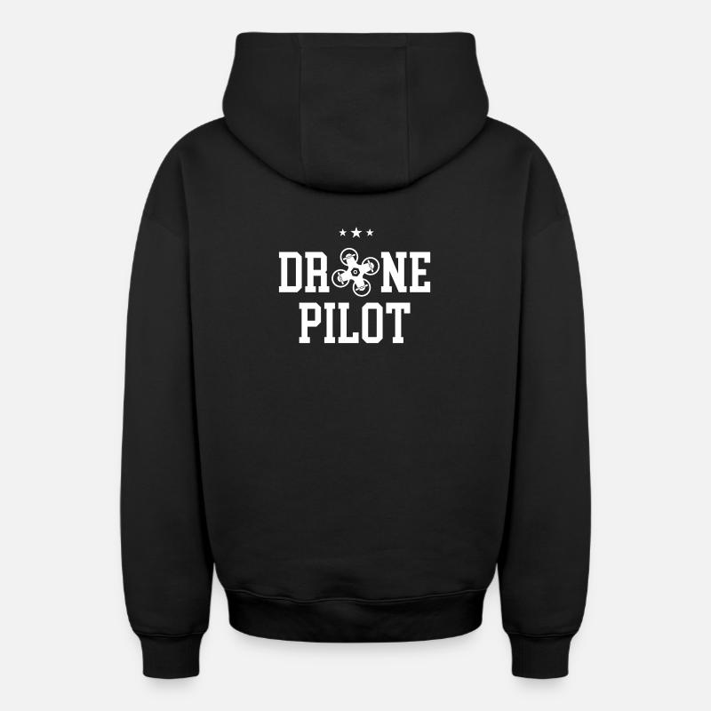 Pilote de drone - Sweat à capuche unisexe zippé oversize épais SPREAD - noir