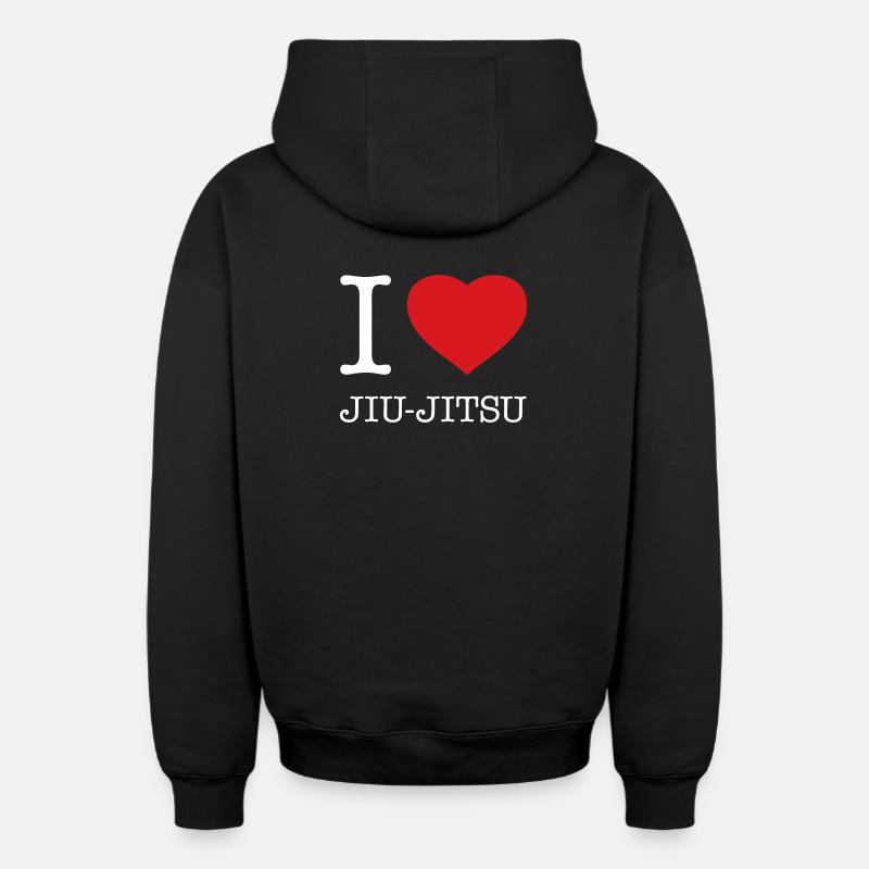J’ADORE LE JIU-JITSU - Sweat à capuche unisexe zippé oversize épais SPREAD - noir