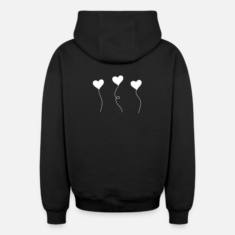 cœur - Sweat à capuche unisexe zippé oversize épais SPREAD - noir