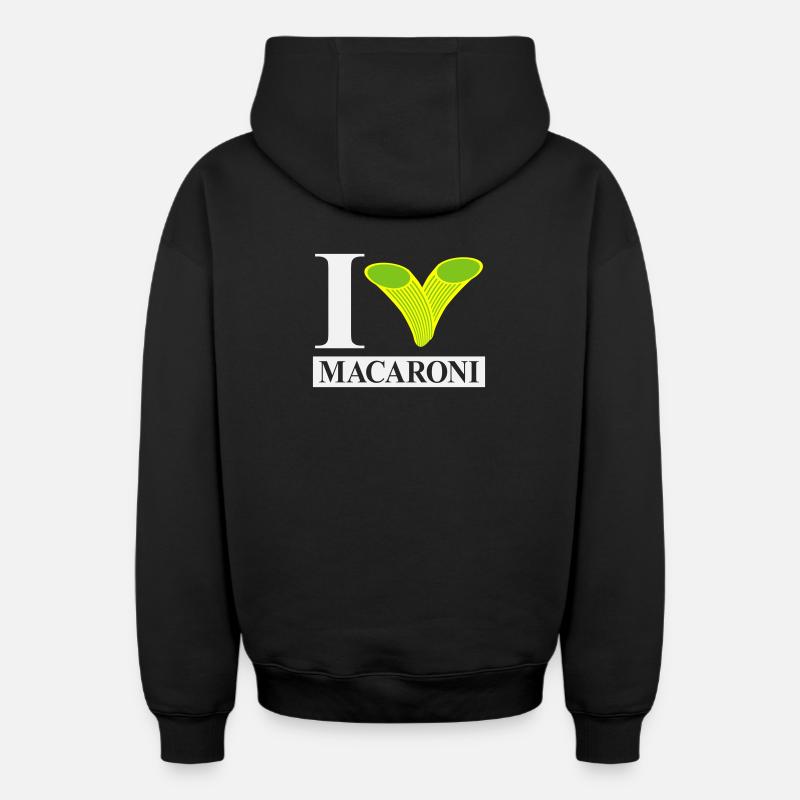 J’adore les macaronis - Sweat à capuche unisexe zippé oversize épais SPREAD - noir