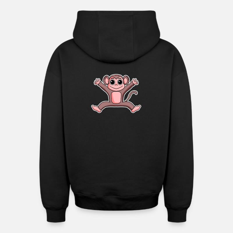 Singe - Sweat à capuche unisexe zippé oversize épais SPREAD - noir