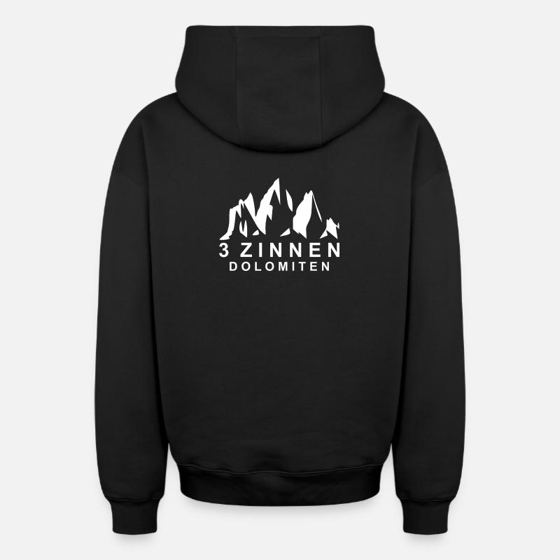 Dolomites des Trois Pics - Sweat à capuche unisexe zippé oversize épais SPREAD - noir