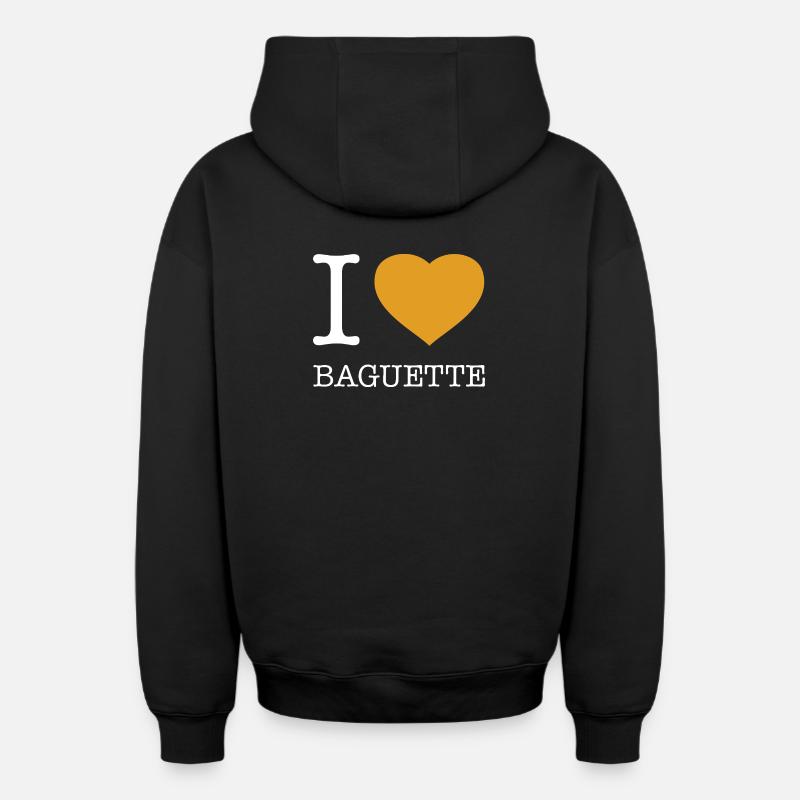 J’ADORE LA BAGUETTE - Sweat à capuche unisexe zippé oversize épais SPREAD - noir