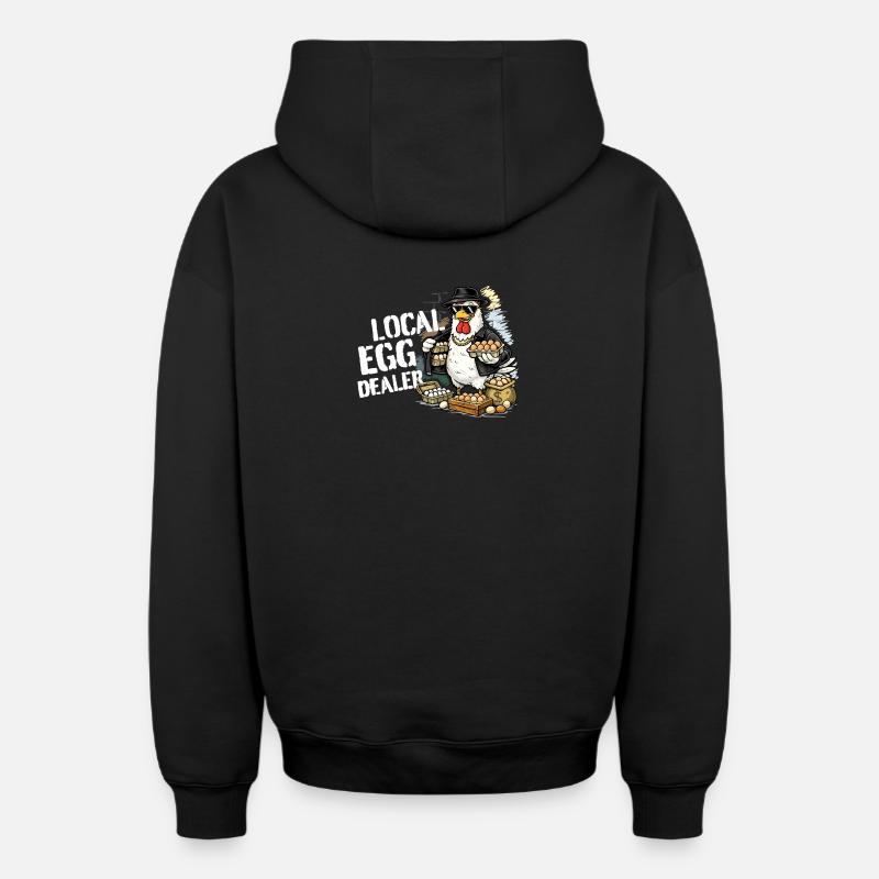 Poulet vendeur d’œufs local - Sweat à capuche unisexe zippé oversize épais SPREAD - noir
