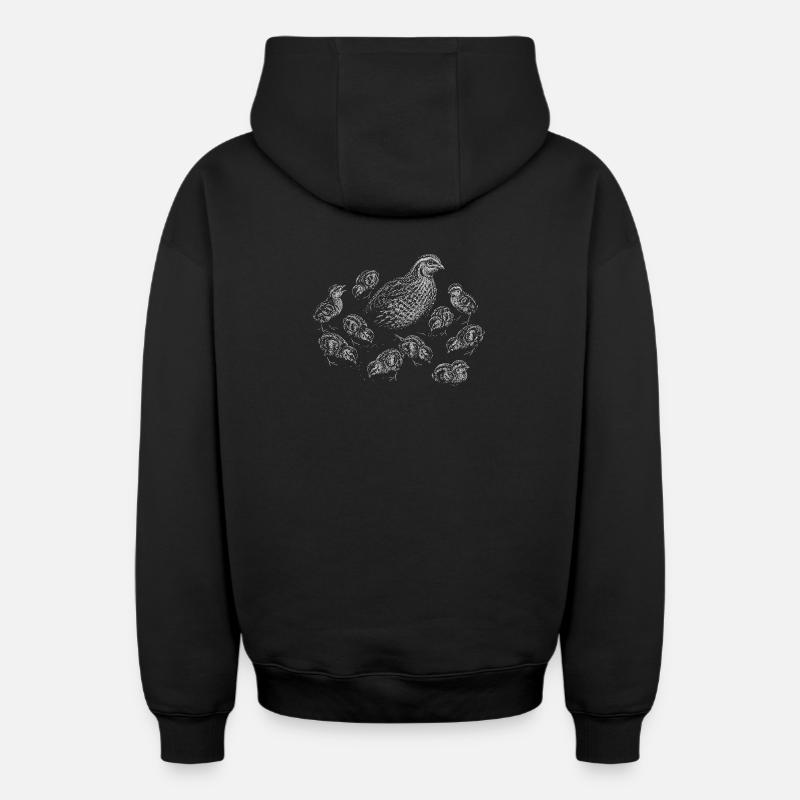 Caille - Sweat à capuche unisexe zippé oversize épais SPREAD - noir