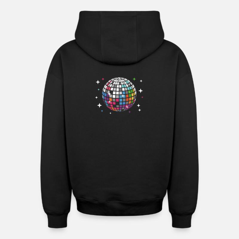 Disco Ball Disco Discothèque - Sweat à capuche unisexe zippé oversize épais SPREAD - noir