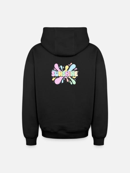 Sunshine Splash - Oversized Heavyweight Unisex Zip Hoodie - black