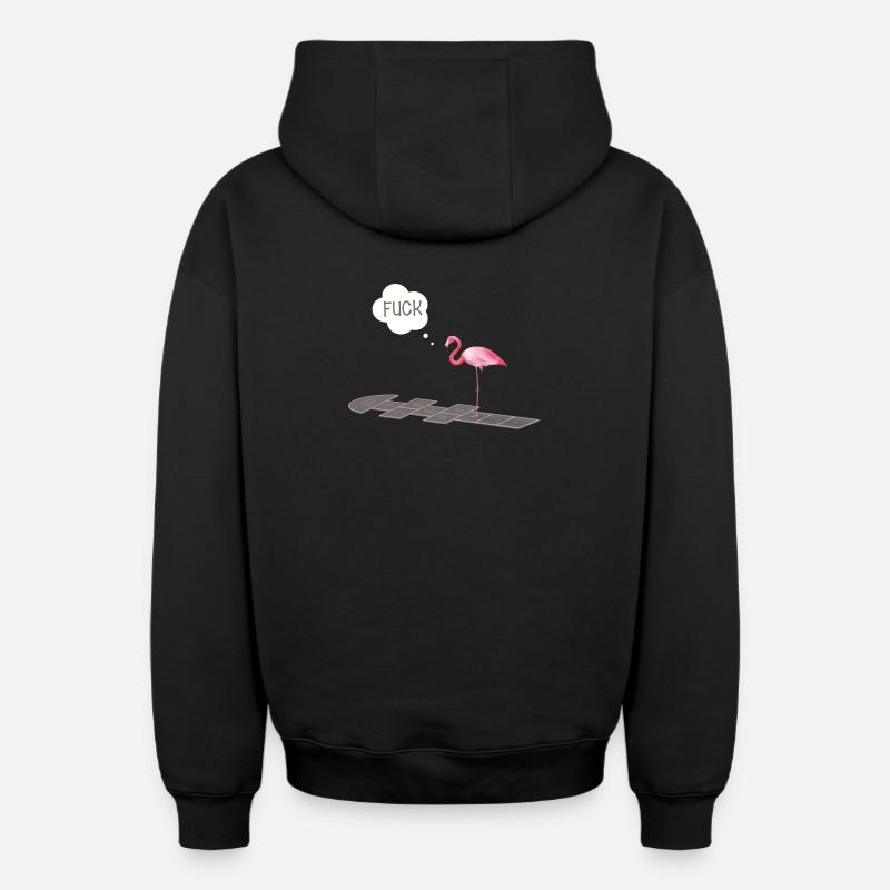 Flamingo mit einem Problem - Oversized Heavyweight Unisex Zip Hoodie - Schwarz