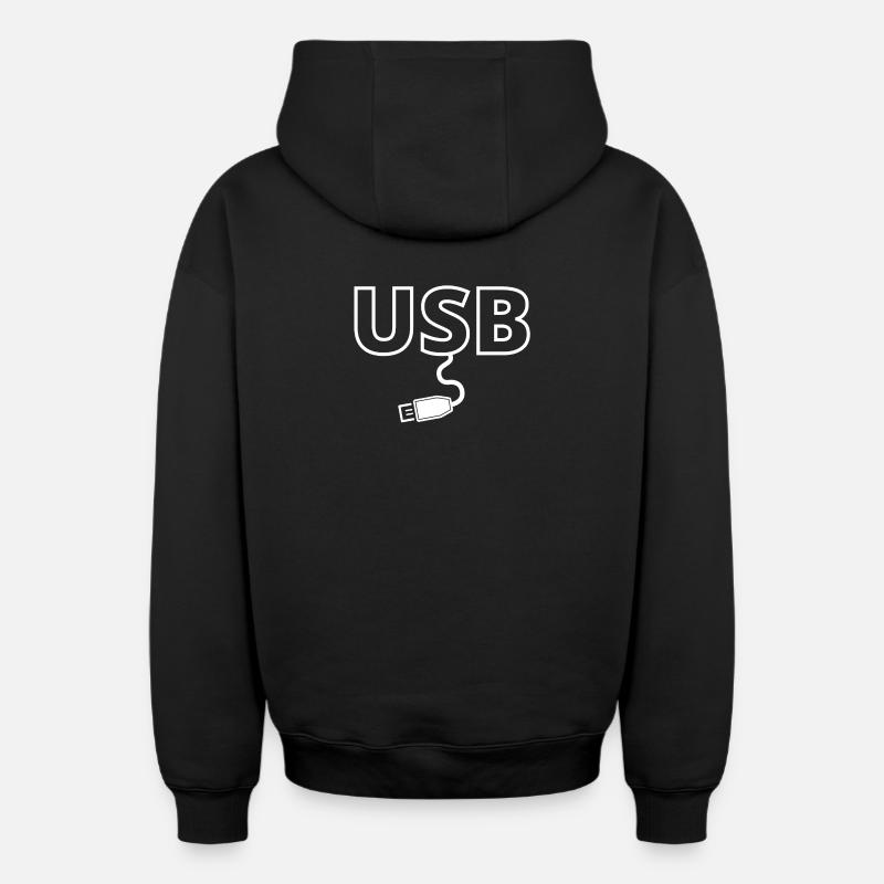 USB, USB-Stick, Computerlüfter - Oversized Heavyweight Unisex Zip Hoodie - Schwarz
