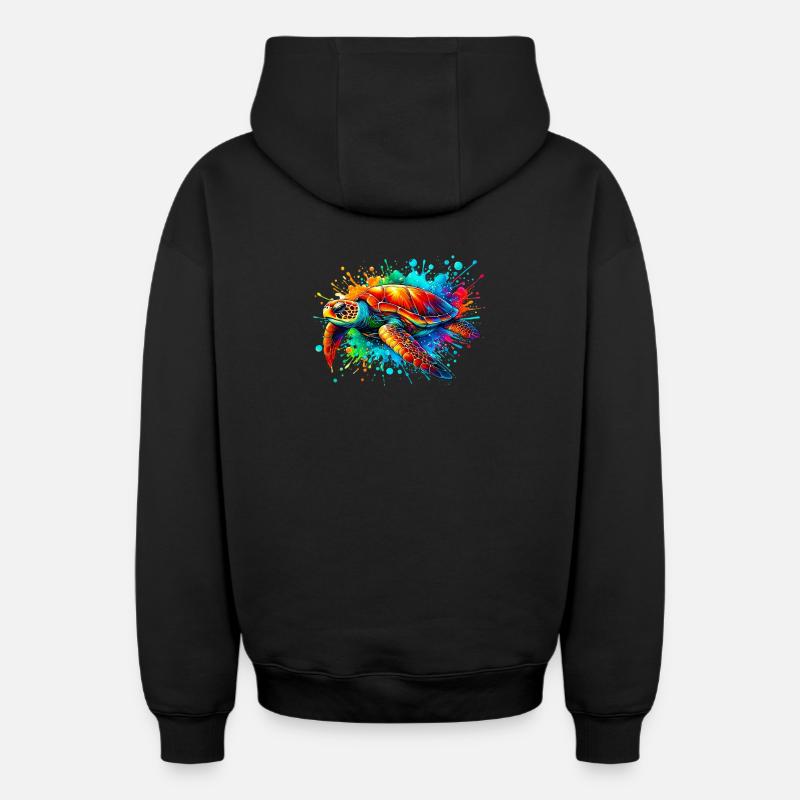 Tortue - Sweat à capuche unisexe zippé oversize épais SPREAD - noir
