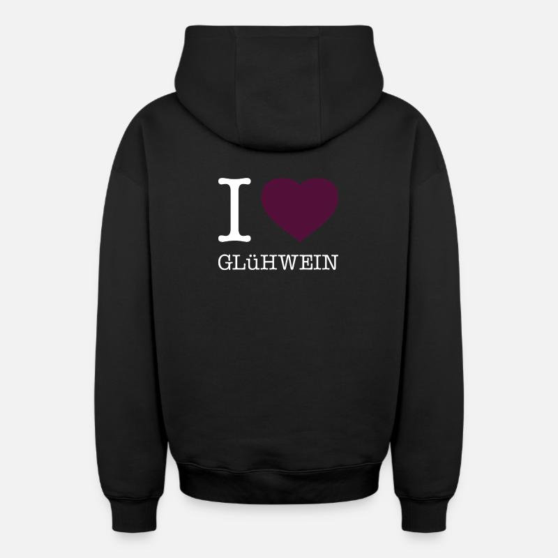 J’adore le vin chaud - Sweat à capuche unisexe zippé oversize épais SPREAD - noir