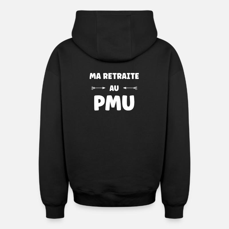 Humour PMU - Sweat à capuche unisexe zippé oversize épais SPREAD - noir