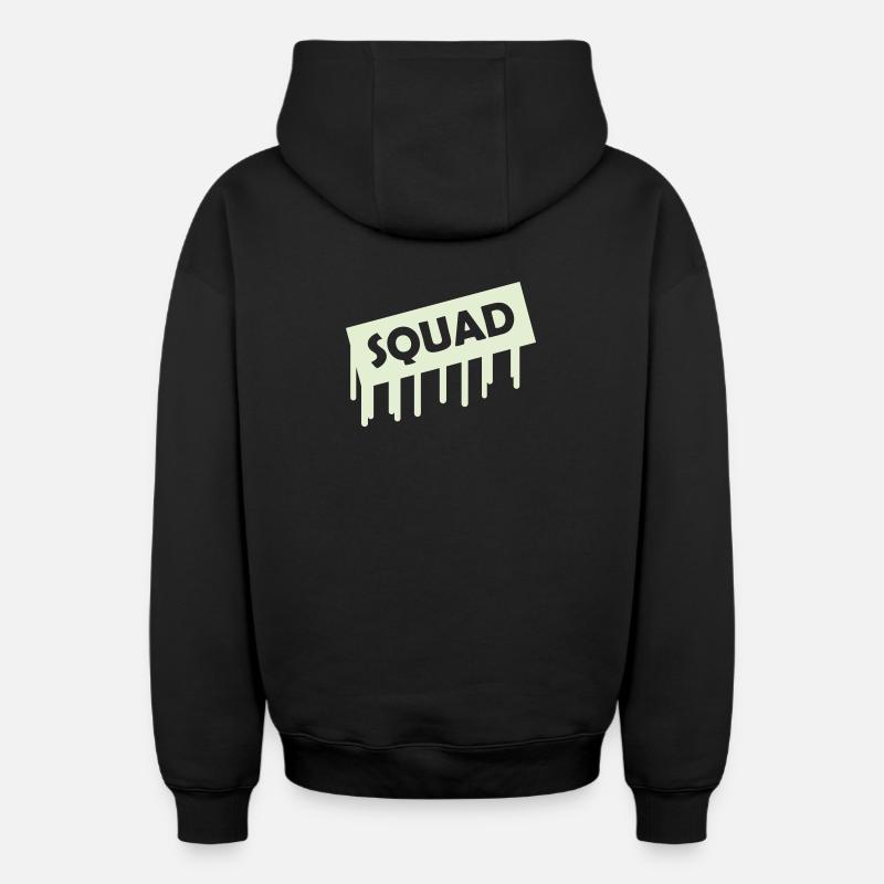 Escouade - Sweat à capuche unisexe zippé oversize épais SPREAD - noir