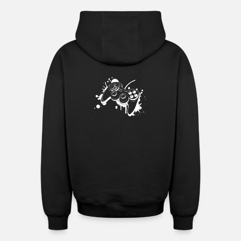 Gamepad Graffiti - Sweat à capuche unisexe zippé oversize épais SPREAD - noir