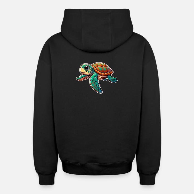 Tortue - Sweat à capuche unisexe zippé oversize épais SPREAD - noir