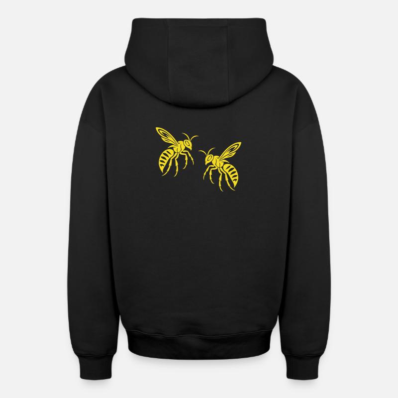 Bee Wasp - Oversized Heavyweight Unisex Zip Hoodie - black