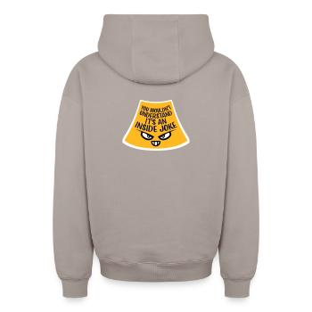 You Wouldn't Understand It's An Inside Joke Spruch - Oversized Heavyweight Unisex Zip Hoodie - Taupe - Hinten - AI Model Male 178 light (178cm)