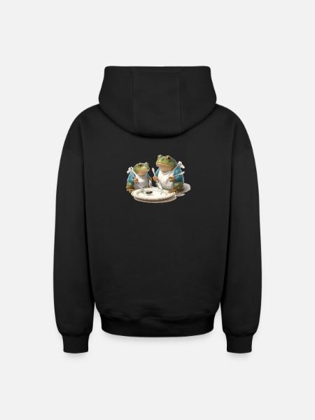 Frosch-Dinner: Fliege am Teller - Oversized Heavyweight Unisex Zip Hoodie - Schwarz