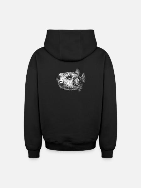 Poisson-globe - Sweat à capuche unisexe zippé oversize épais SPREAD - noir