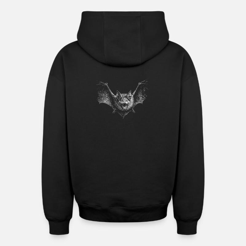 Chauve-souris - Sweat à capuche unisexe zippé oversize épais SPREAD - noir