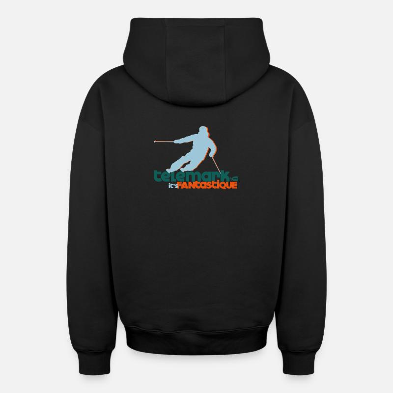Telemark it s fantastique - Sweat à capuche unisexe zippé oversize épais SPREAD - noir