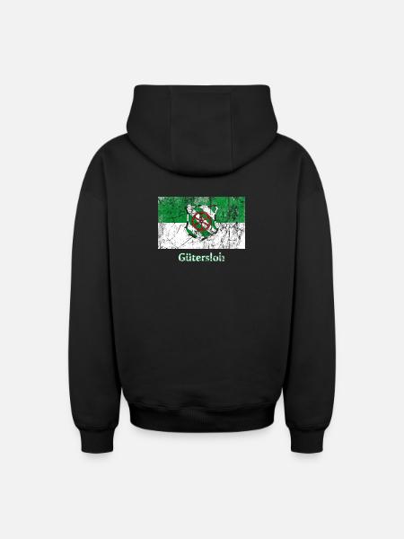 drapeau Guetersloh Stadtfahne ville drapeau drapeau - Sweat à capuche unisexe zippé oversize épais SPREAD - noir