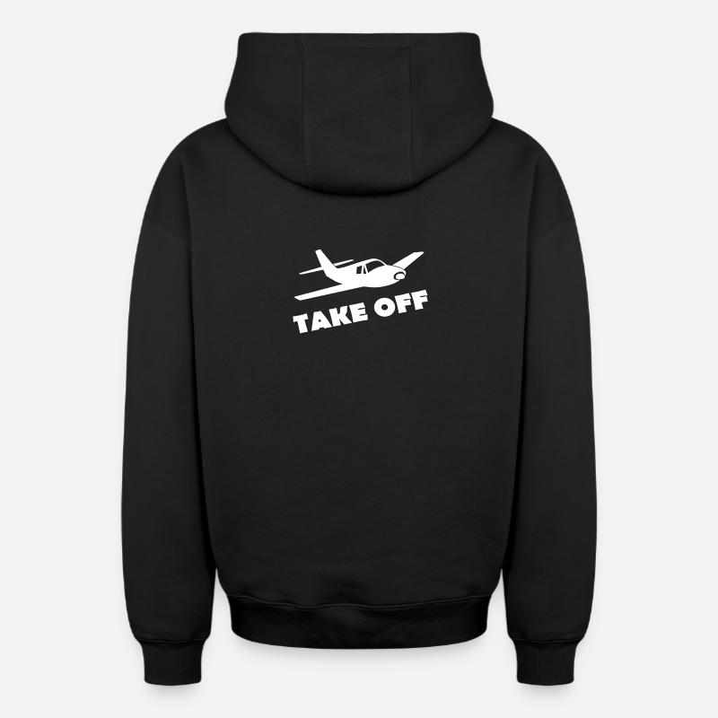 TAKE OFF - Sweat à capuche unisexe zippé oversize épais SPREAD - noir