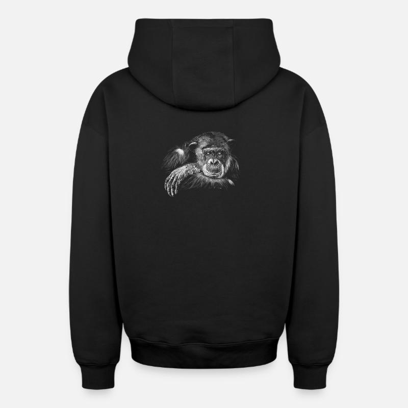 Singe - Sweat à capuche unisexe zippé oversize épais SPREAD - noir