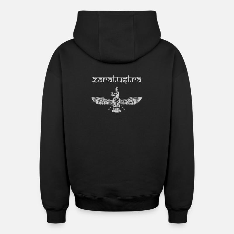 Zaratustra Farvahar - Sweat à capuche unisexe zippé oversize épais SPREAD - noir
