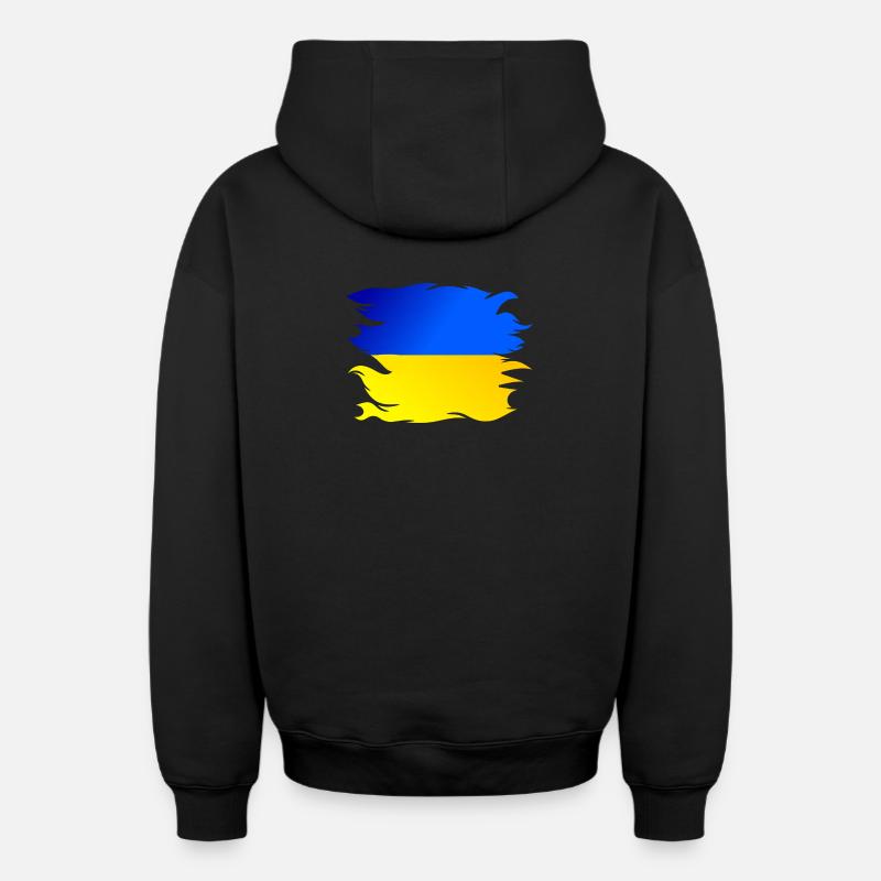 Drapeau de l’Ukraine Drapeau - Sweat à capuche unisexe zippé oversize épais SPREAD - noir