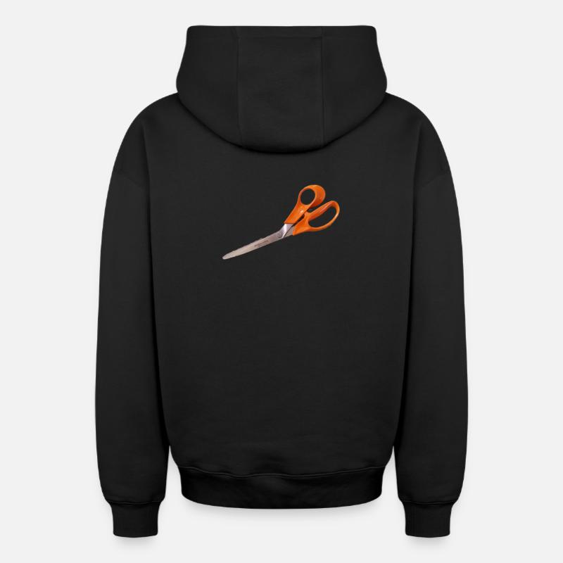 Ciseaux orange - Sweat à capuche unisexe zippé oversize épais SPREAD - noir