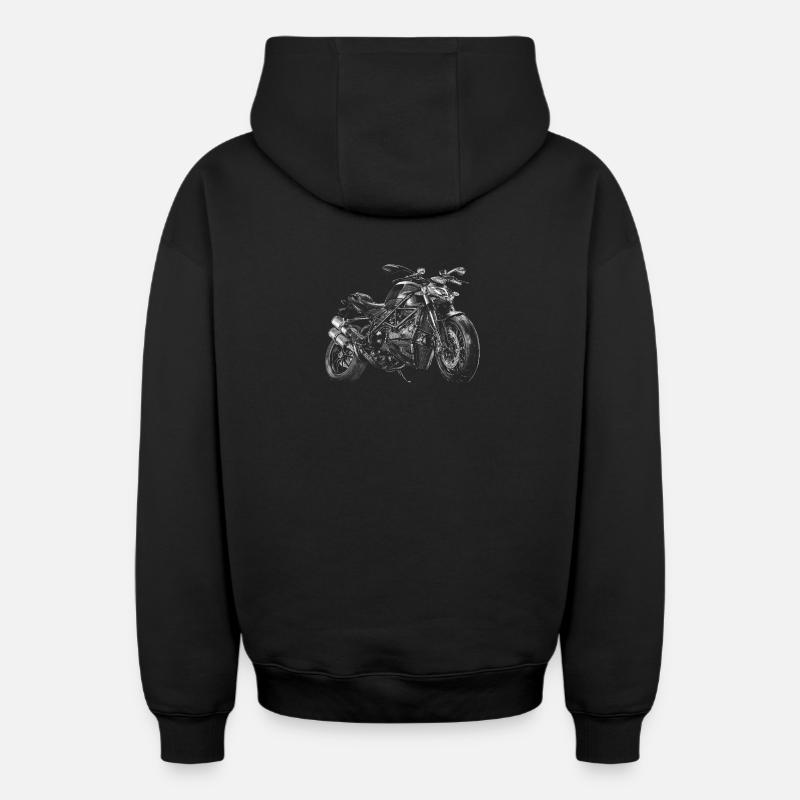 Motocyclette - Sweat à capuche unisexe zippé oversize épais SPREAD - noir