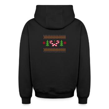 Modèles de canne à sucre pour Noël - Sweat à capuche unisexe zippé oversize épais SPREAD - noir - Dos - AI Model Male 185 dark (185cm)
