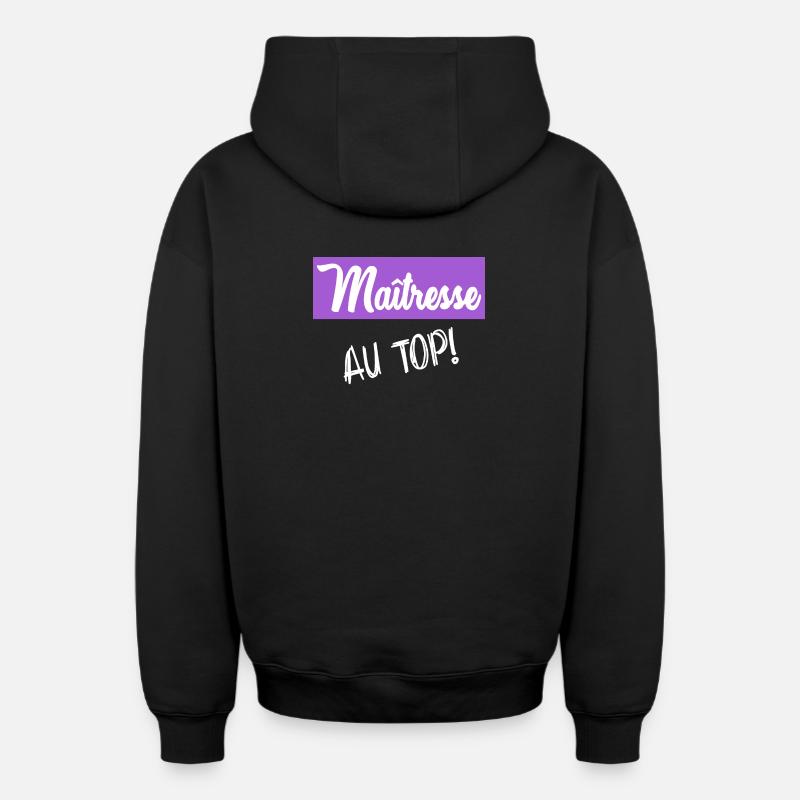MERCI MAÎTRESSE - Sweat à capuche unisexe zippé oversize épais SPREAD - noir