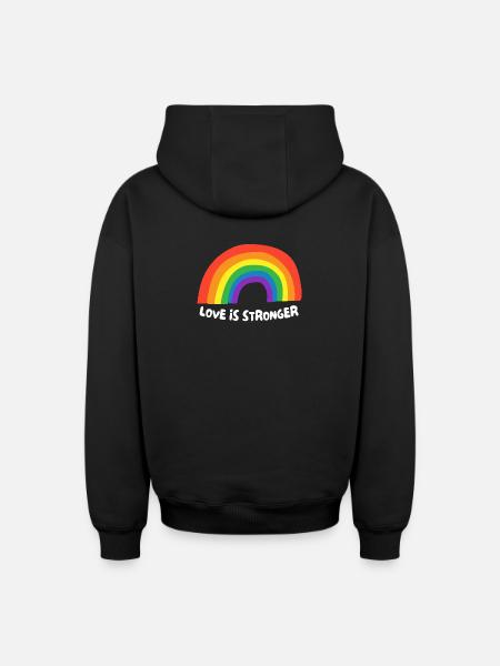 Love is stronger. LGBT - Oversized Heavyweight Unisex Zip Hoodie - black