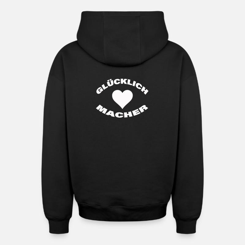 FAISEUR DE BONHEUR - Sweat à capuche unisexe zippé oversize épais SPREAD - noir