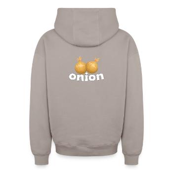 ONION - Oversized Heavyweight Unisex Zip Hoodie - taupe - Back - AI Model Male 178 light (178cm)