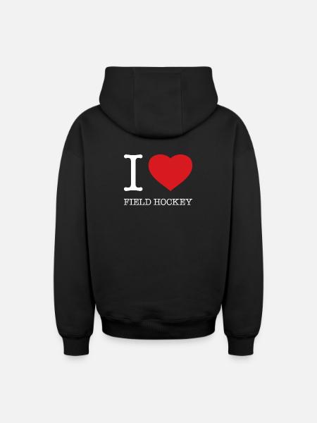 I LOVE FIELD HOCKEY - Oversized Heavyweight Unisex Zip Hoodie - black
