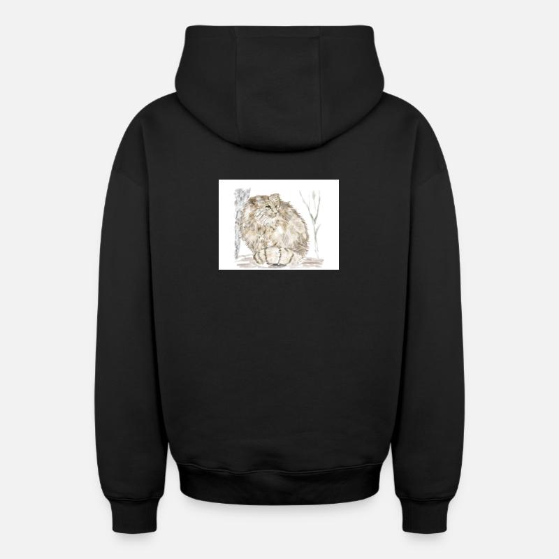 Chat sauvage de Manul - Sweat à capuche unisexe zippé oversize épais SPREAD - noir